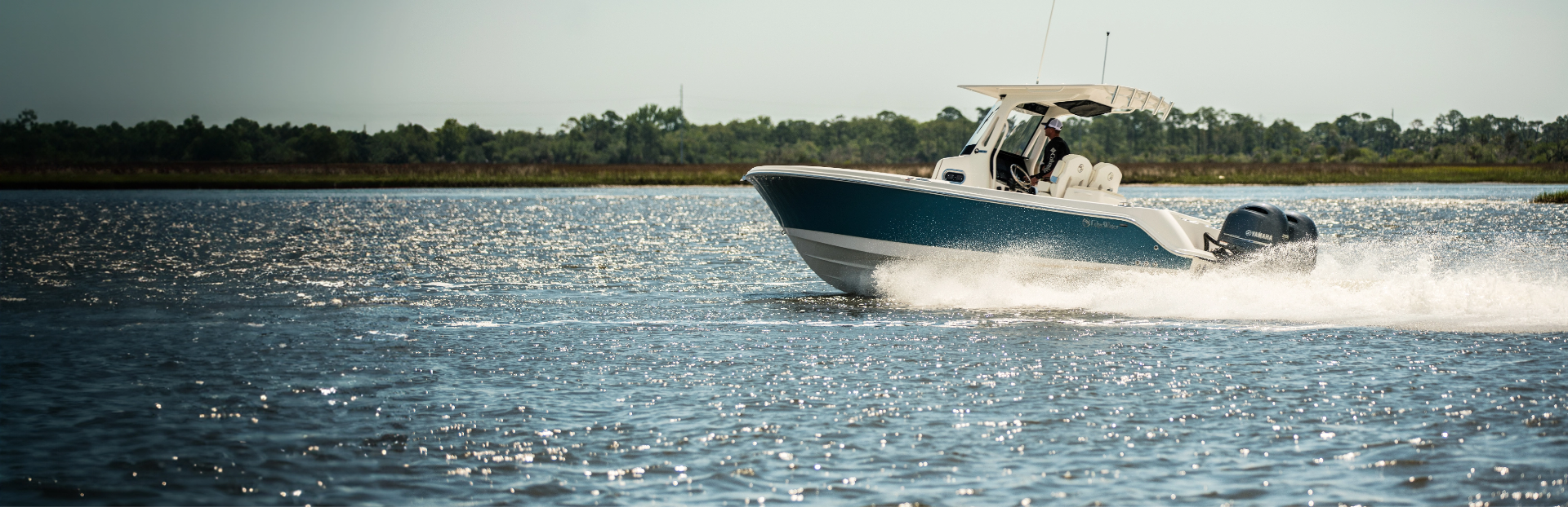 center console boat on water